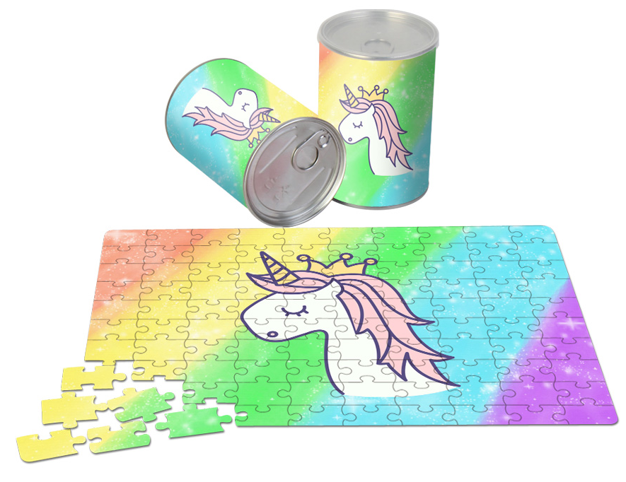 Puzzle en lata metálica de regalo unicornio